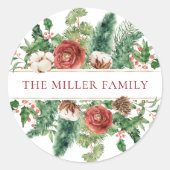 Sticker Rond Fête florale hivernale élégante (Devant)