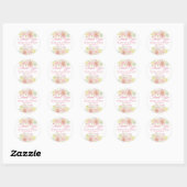 Sticker Rond Fête Florale Rose Favoriser (Feuille)