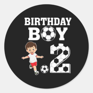 Sticker Rond Fête garçon amateur de football 2 ans 2e anniversa