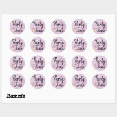 Sticker Rond Fête Heure Purple Aquarelle Cupcake Anniversaire (Feuille)