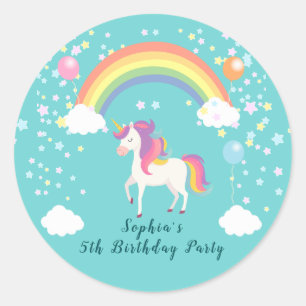 Sticker Rond Fête Licorne Fantaisiste