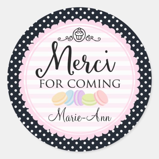 Sticker Rond Fête Macarons merci Merci cercle 2 pouces Merci (Devant)
