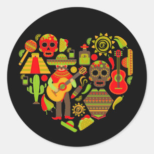 Sticker Rond Fête mexicaine des morts Mexique