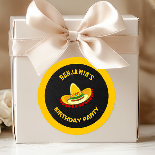 Sticker Rond Fête mexicaine Sombrero fête d'anniversaire Favori