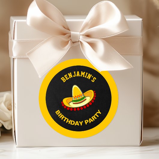 Sticker Rond Fête mexicaine Sombrero fête d'anniversaire Favori