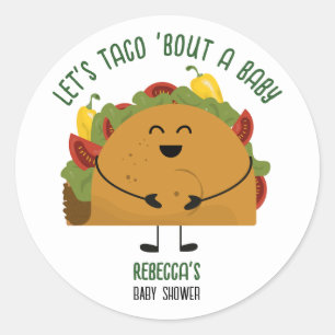 Sticker Rond Fête mexicaine, taco parle d'un baby shower bébé