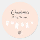 Sticker Rond Fête minimale bébé fille pêche clair (Devant)