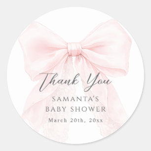 Sticker Rond Fête moderne de bébé fille avec un ruban rose