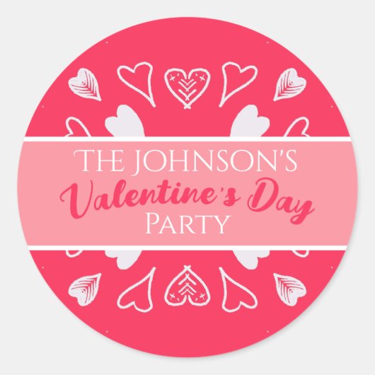Sticker Rond Fête moderne de la Saint-Valentin rose (Devant)