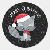 Sticker Rond fête Noël raccoon ajouter du texte (Devant)