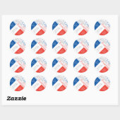 Sticker Rond Fête ou événement avec Drapeau de France (Feuille)