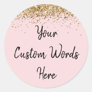 Sticker Rond Fête Personnalisée Favoriser Anniversaire Blush Ro