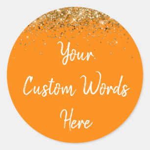 Sticker Rond Fête Personnalisée Favoriser Anniversaire Orange O