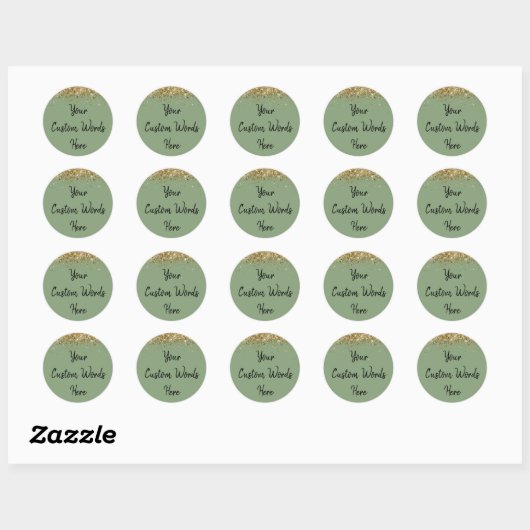 Sticker Rond Fête Personnalisée Favoriser Anniversaire Sage Ver (Feuille)