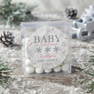 Sticker Rond Fête Prénatale Bébé Fille C'est L'hiver Dehors