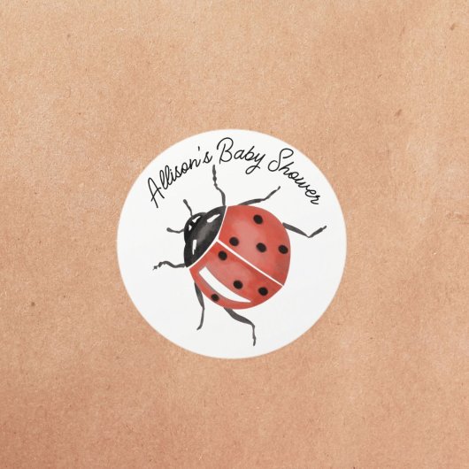 Sticker Rond Fête prénatale coccinelle amusante 