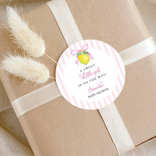 Sticker Rond Fête prénatale Coquette Lemon Pink Bébé Fille