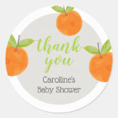 Sticker Rond Fête Prénatale de Little Cutie Oranges Remerciemen (Devant)