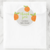 Sticker Rond Fête Prénatale de Little Cutie Oranges Remerciemen (Sac)