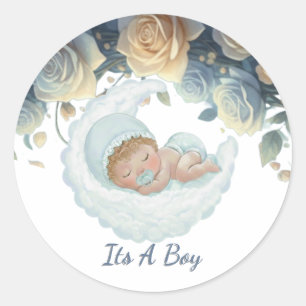 Sticker Rond Fête prénatale pour bébé garçon