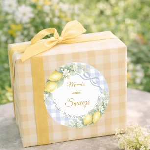 Sticker Rond Fête prénatale pour le chéri de maman au vichy ble
