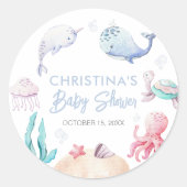 Sticker Rond Fête Prénatale Sous-Marine pour Bébé (Devant)