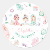 Sticker Rond Fête spa Fille Anniversaire Pastel (Devant)