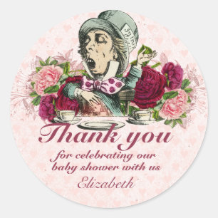 Sticker Rond Fête sur le thème d'Alice au Pays des Merveilles s