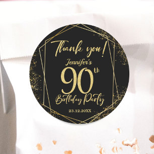 Sticker Rond Fête surprise pour 90e anniversaire paillettes noi