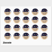 Sticker Rond Fête thème Spaced faveur autocollant, merci (Feuille)