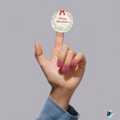 Sticker Rond Fête verte et rouge Joyeux Noël