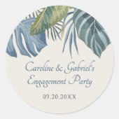 Sticker Rond Fête Wedding shower Tropical Beach Palm (Devant)