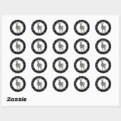 Sticker Rond Fête Zebra, couronne sainte, plaid gris (Feuille)