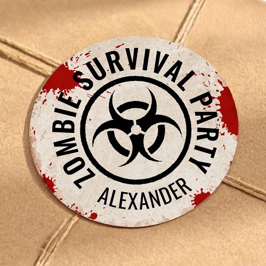 Sticker Rond Fête zombie avec du sang