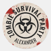 Sticker Rond Fête zombie avec du sang (Devant)