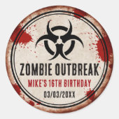 Sticker Rond Fête zombie rouillé (Devant)