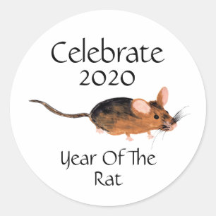 Sticker Rond Fêter le Nouvel An chinois 2020 Année du rat