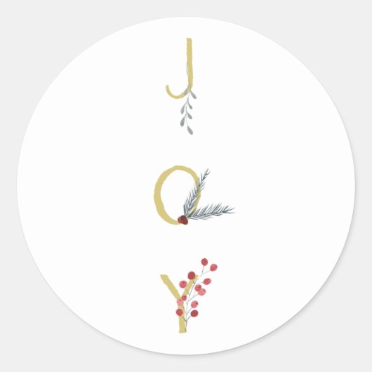 Sticker Rond Fêtes Botaniques Joy Rustic Gold Minimal Party (Devant)