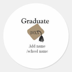 Sticker Rond Fêtes de fin d'études secondaires ajouter le nom a