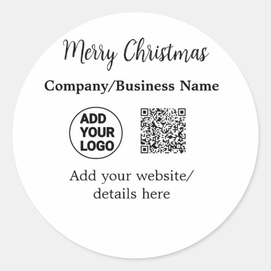 Sticker Rond Fêtes de Noël ajouter logo entreprise nom q r code (Devant)