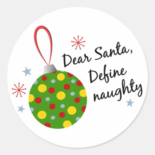 Sticker Rond Fêtes de Noël amusantes - Définir Naughty (Devant)