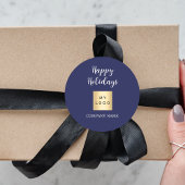 Sticker Rond Fêtes de Noël bleu entreprise logo