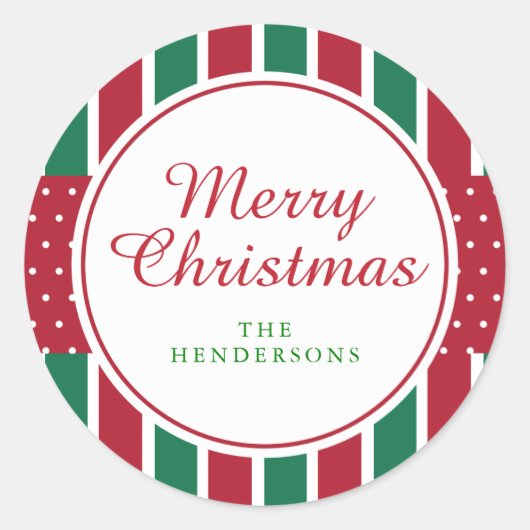 Sticker Rond Fêtes de Noël de Noël rouge et vert (Devant)