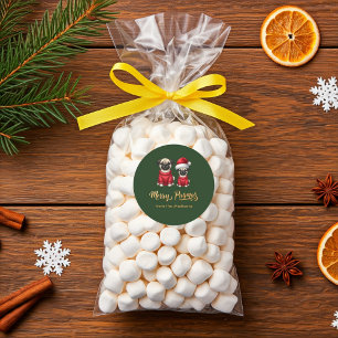 Sticker Rond Fêtes de Noël Funny personnalisées Joyeux Pugmas