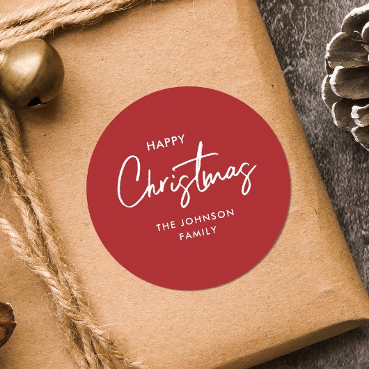 Sticker Rond Fêtes de Noël simples et blanches