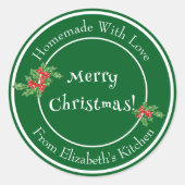 Sticker Rond Fêtes de Noël Vert Joyeux Noël (Devant)