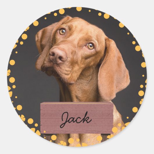 Sticker Rond fêtes fleur Noël Custom Chien Photo (Devant)