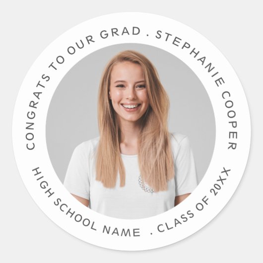 Sticker Rond Fêtes Nom du grade Année de la photo Graduation (Devant)