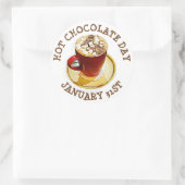 Sticker Rond Fêtez la Journée du chocolat chaud, 31 janvier aut (Sac)