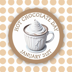 Sticker Rond Fêtez la Journée du chocolat chaud, 31 janvier aut